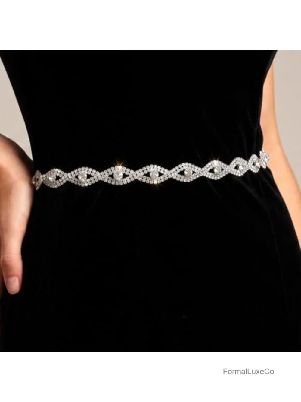 Women's Rhinestone Chain Belt, Sparkly Crystal Waist Belt for Dresses, Wedding,